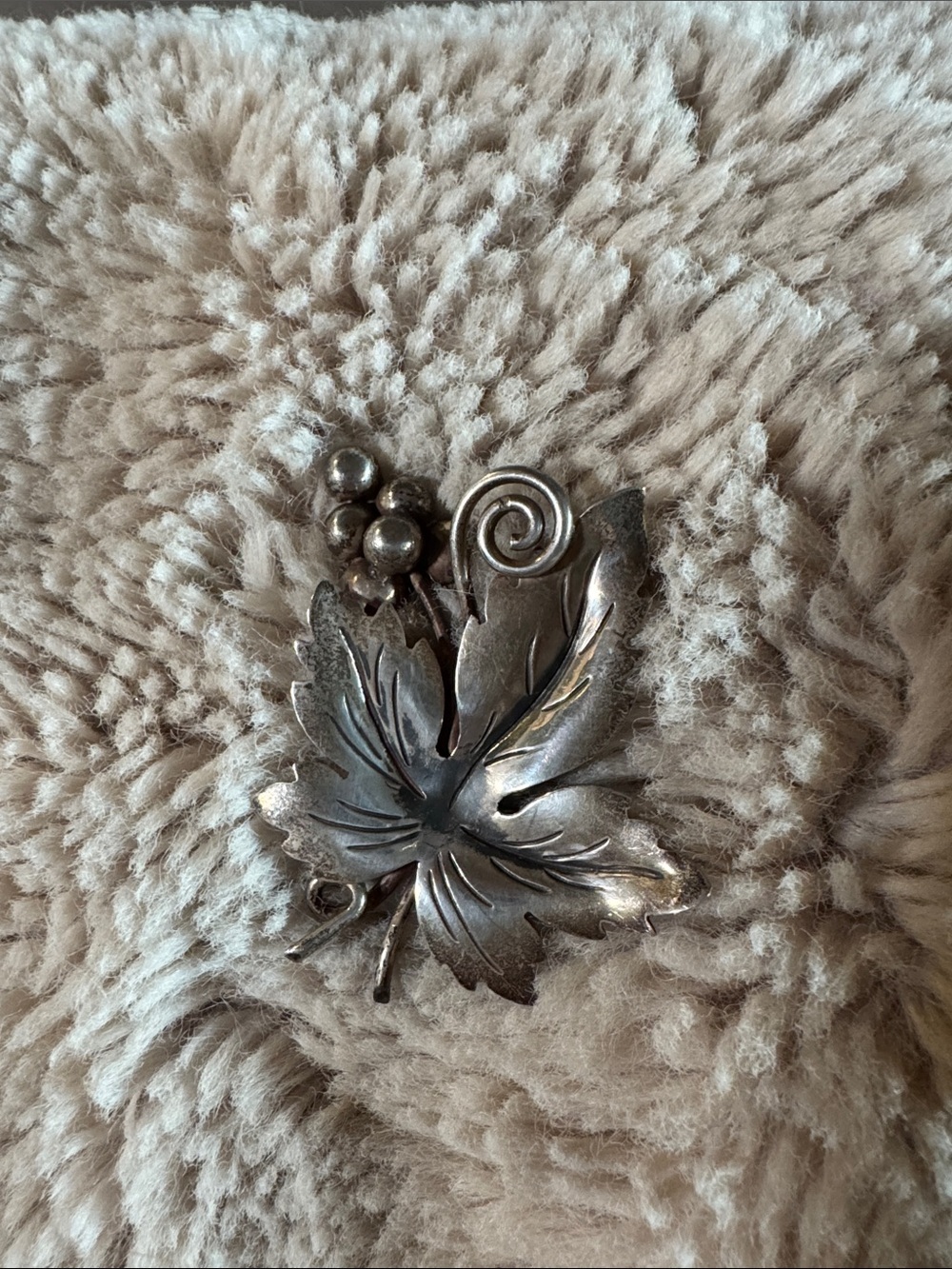 IVintage Mid-Century Damaso Gallegos Taxco Mexican Sterling Silver Grape Leaf &